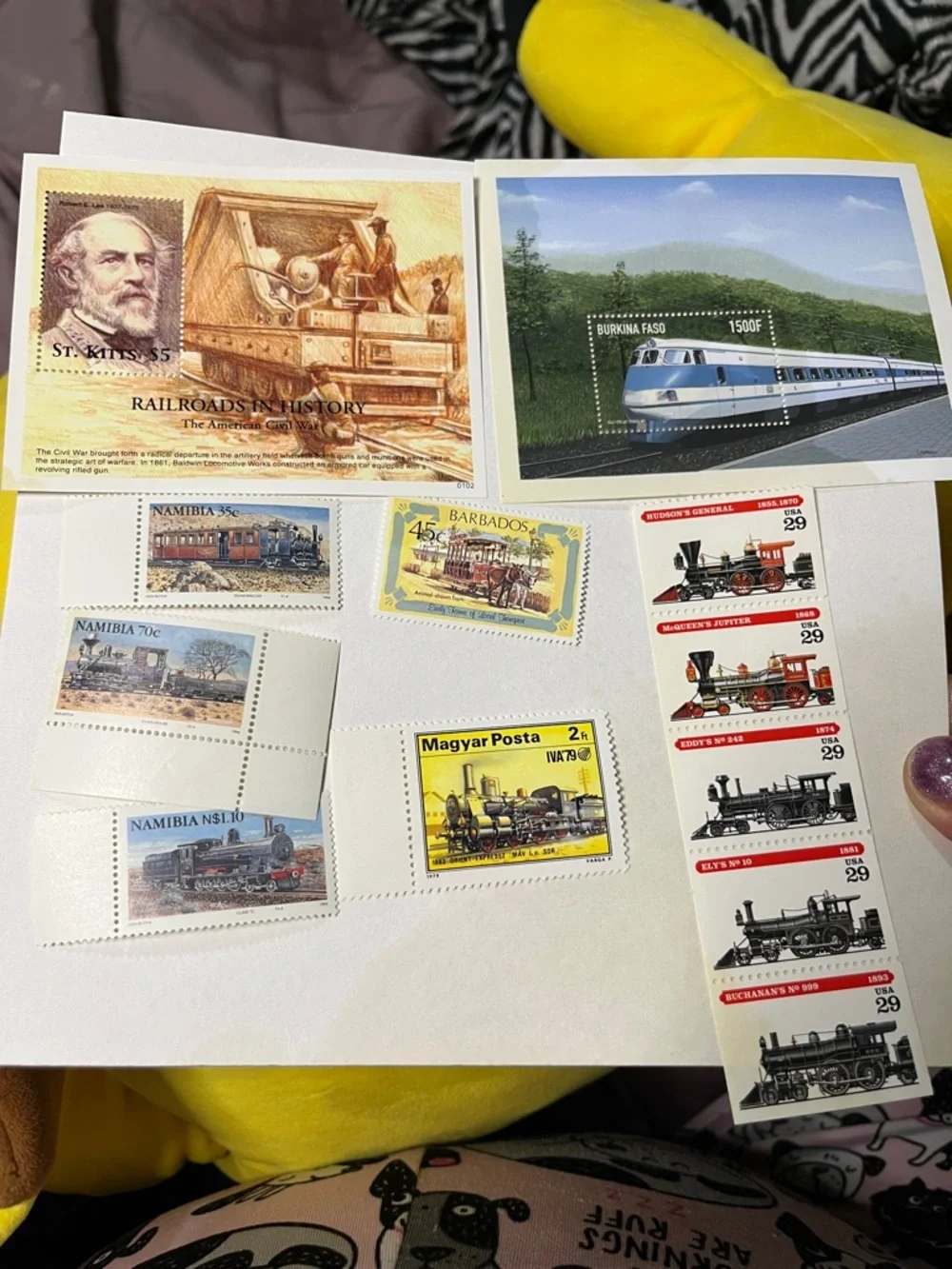 Vintage Multicolor Train Stamp Collection Sheet - Vintage
