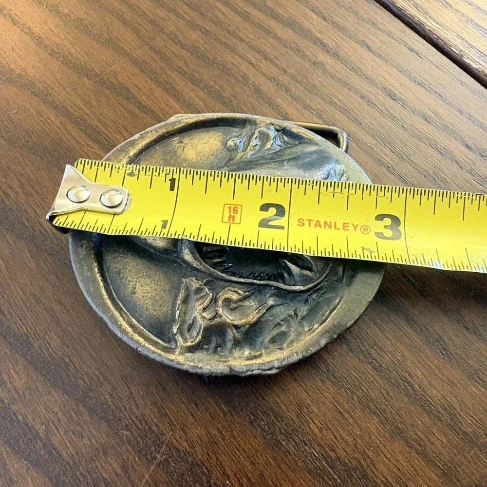 Vintage Great White Shark Belt Buckle E88 Solid Brass Jaws Style USA Heavy