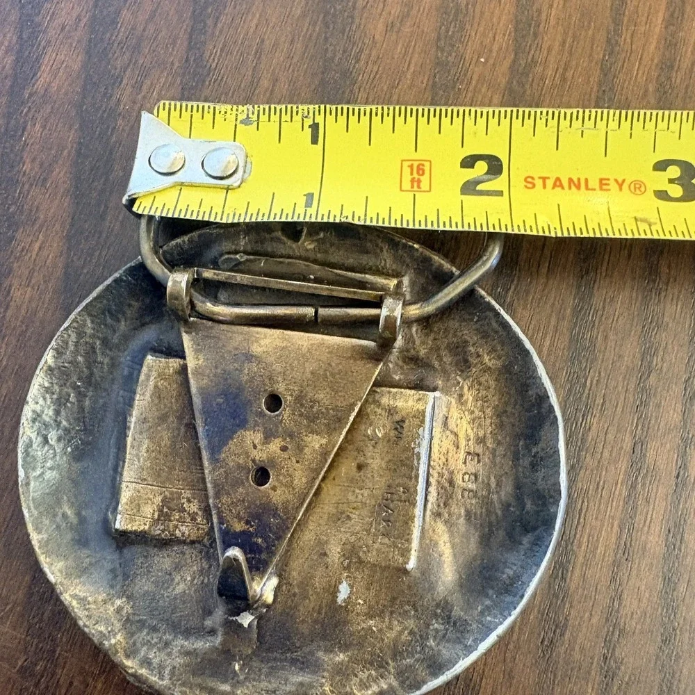 Vintage Great White Shark Belt Buckle E88 Solid Brass Jaws Style USA Heavy