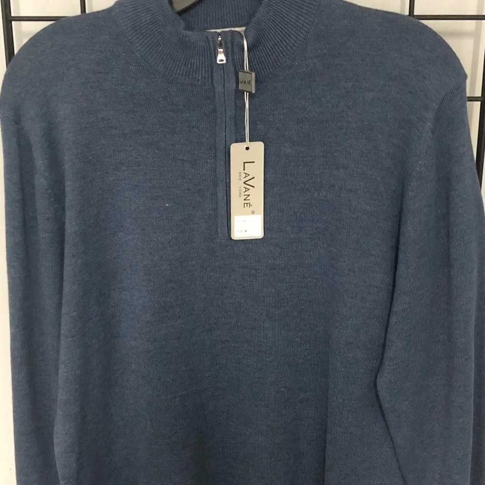 Lavane sweater mock neck blue 1/4 zipper M
