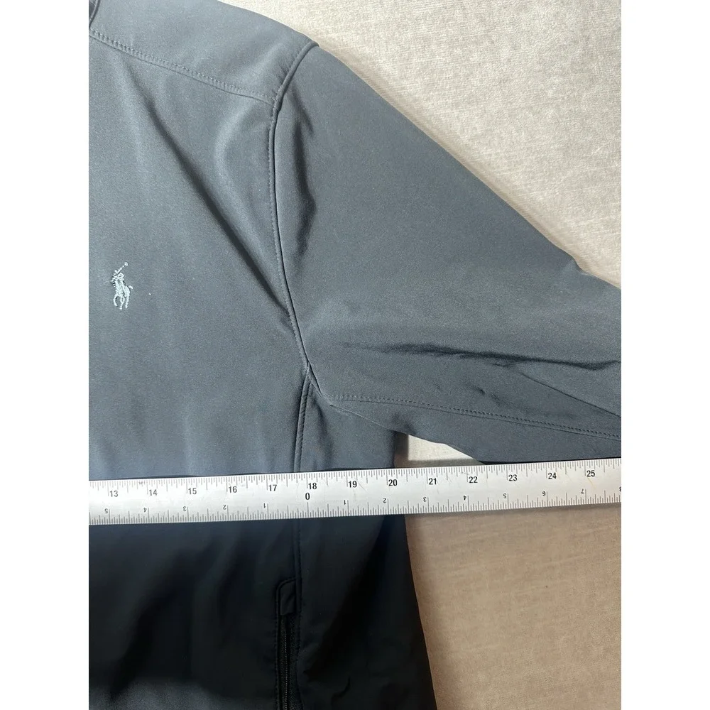 Polo Ralph Lauren Softshell Jacket Black Fleece Plaid Lining Mens Medium Mock