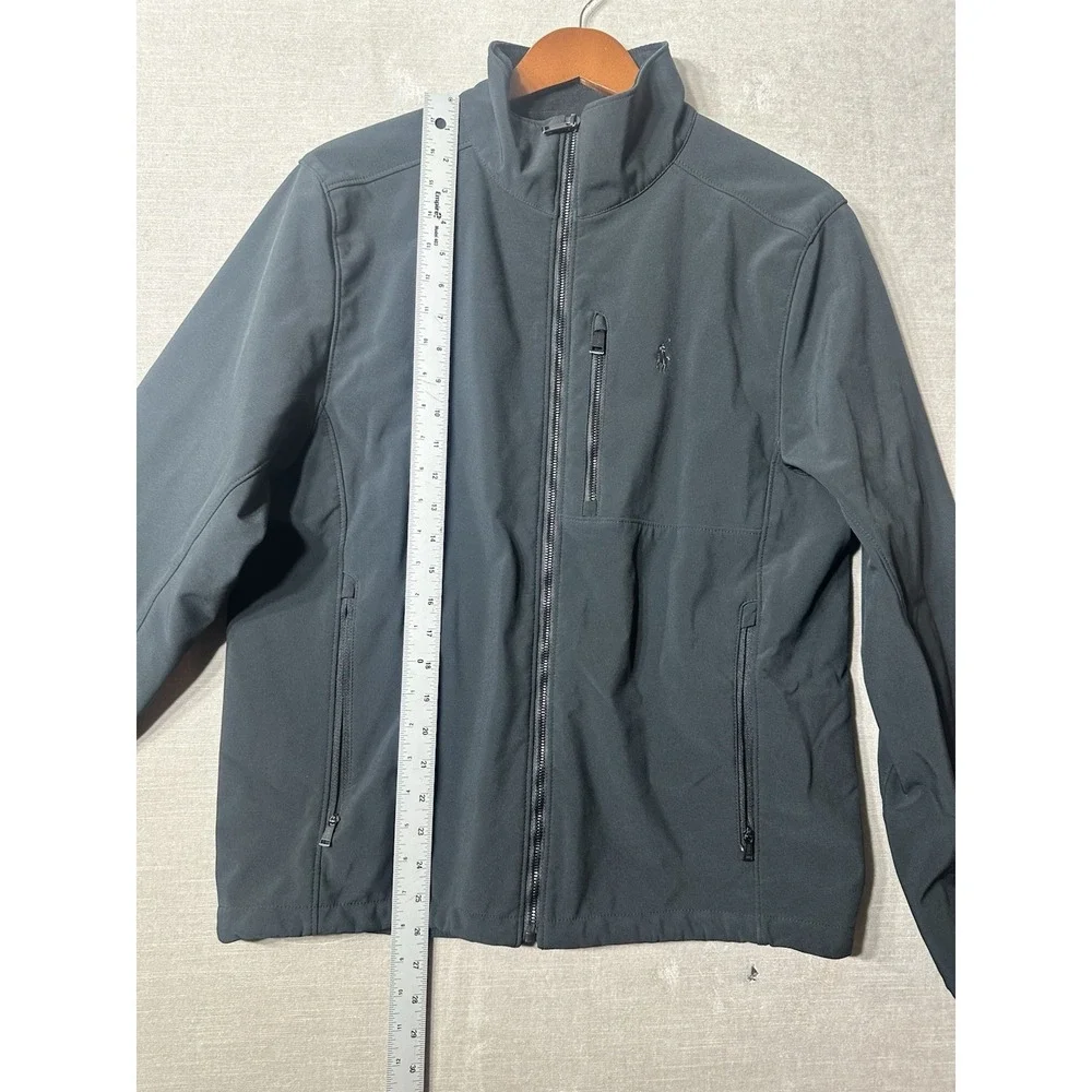 Polo Ralph Lauren Softshell Jacket Black Fleece Plaid Lining Mens Medium Mock