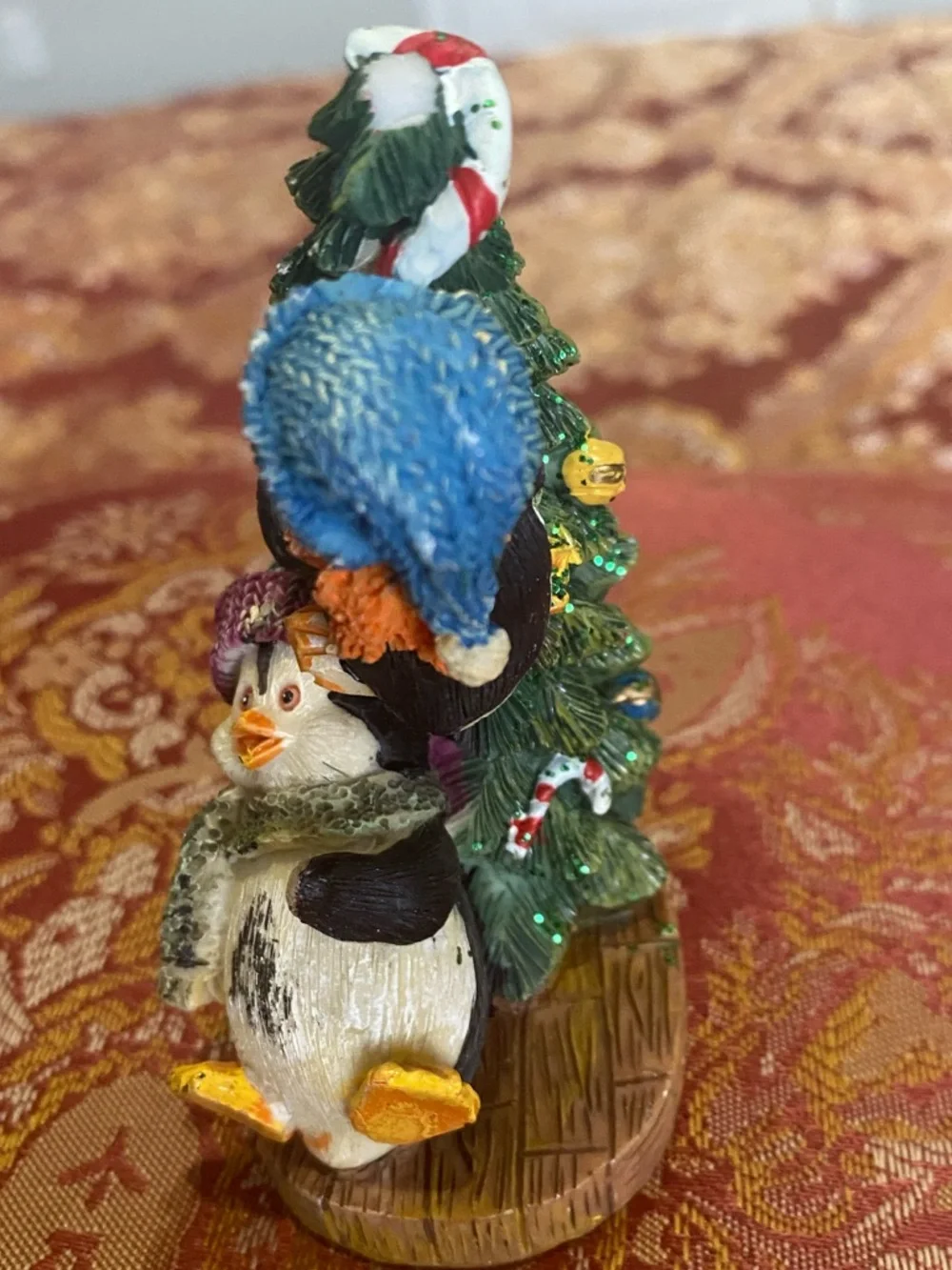 Festive Penguin Duo Small  decoration — Blue & Green Accents