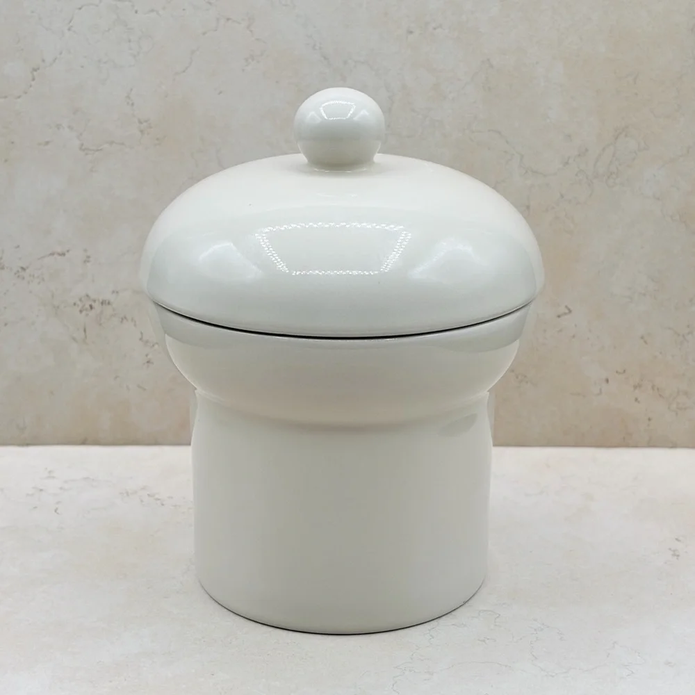 Ikea Off White Spinnarhaj Covered Stoneware Jar Retro Design Highly Collectible
