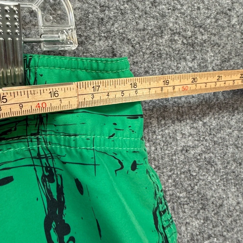 Volcom Board Shorts Mens 36 Green Plaid Mod Splatter Cargo Swim Trunks Y2K Vtg