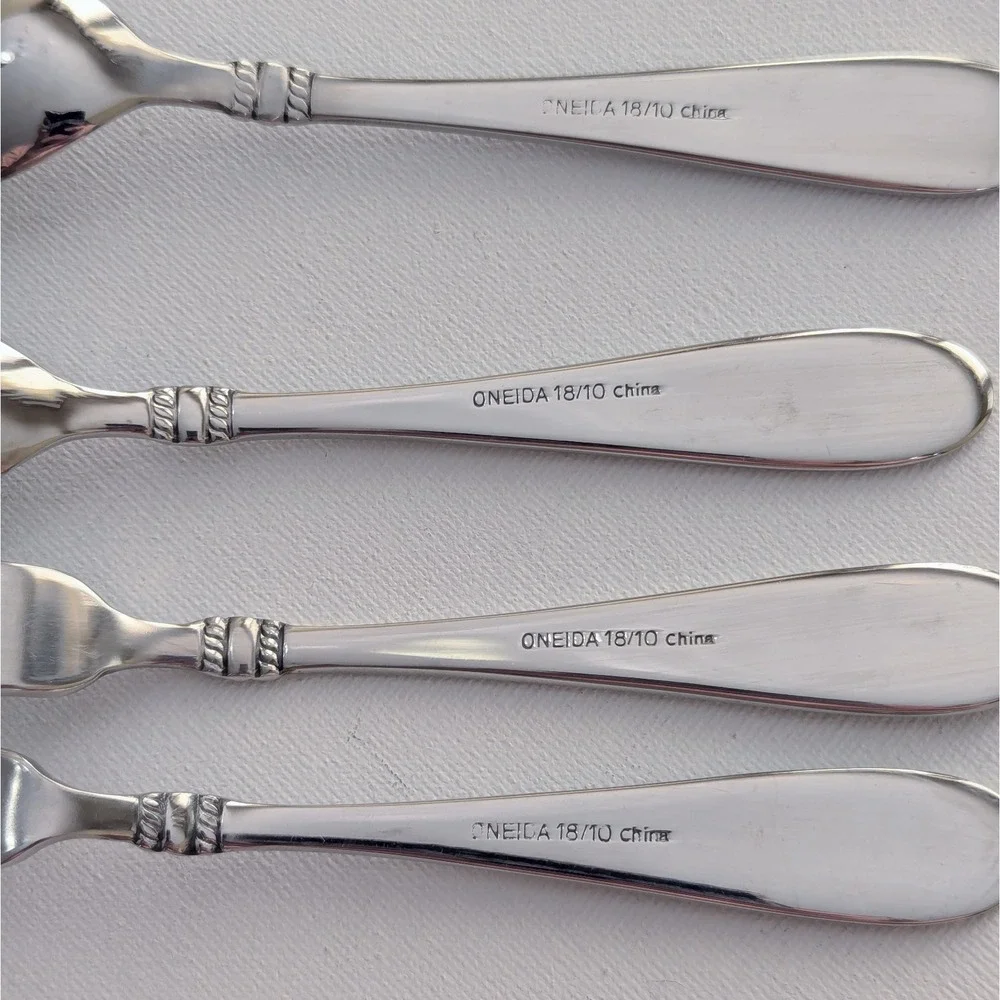 Oneida AVONDALE II Rope Bands Glossy 2 Butter knife & 2 Shell Sugar Spoon