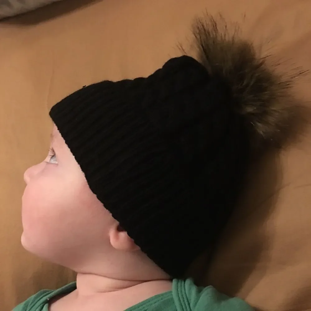 Fuzzy Top Baby Hat‎