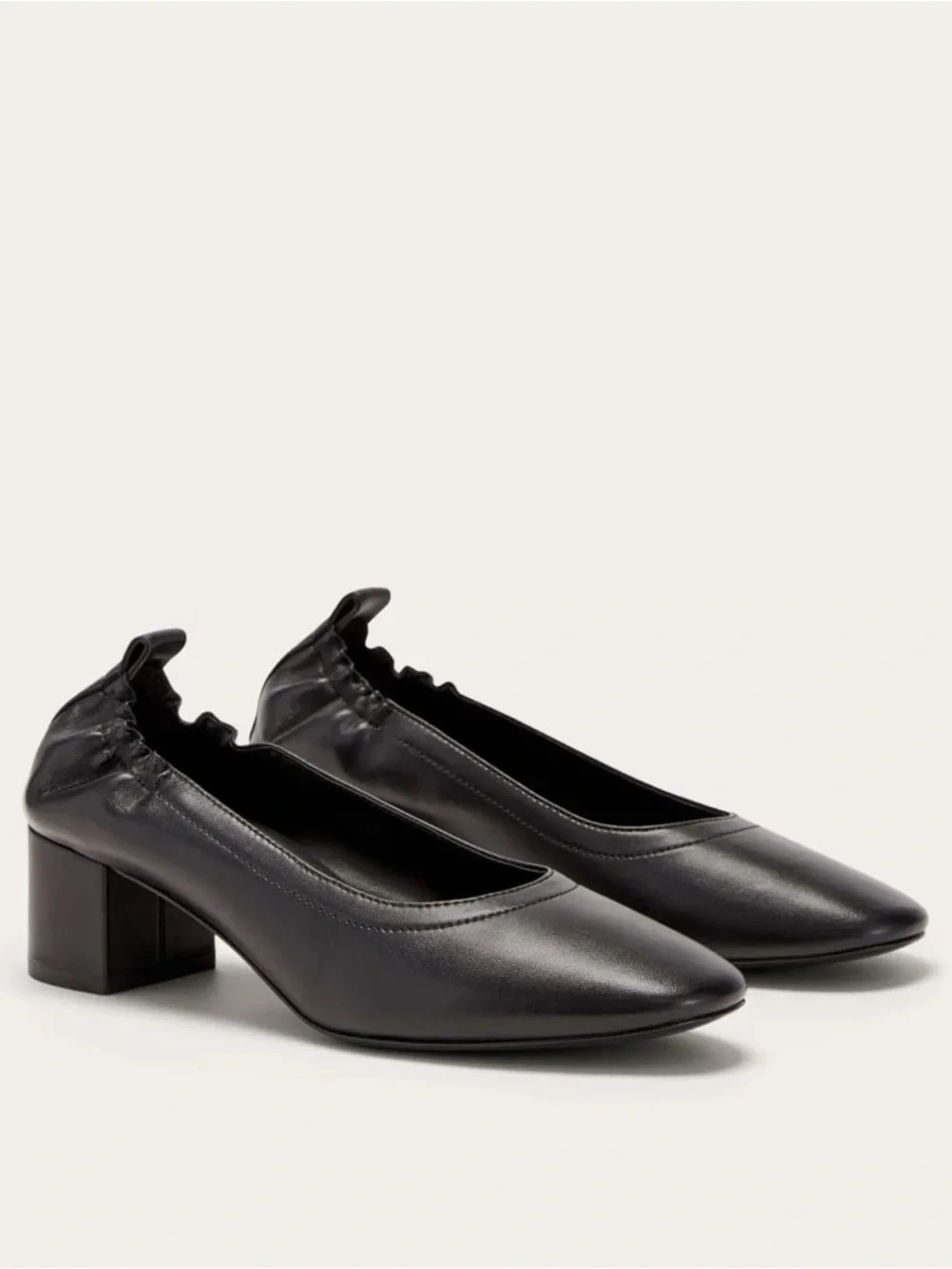 Everlane The Day Heel Black Leather Shoes Size 5.5 Minimal Classic NWOB Chic