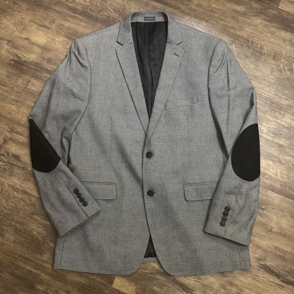Madison Gray Plaid Blazer with Black Accents