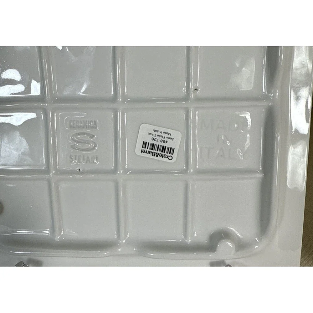 Crate & Barrel Set Of 2 Ceramic Snowflake Trivet Made in Italy Ceramica Stefani