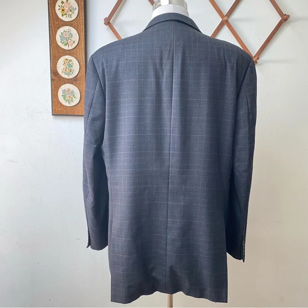 Burberry London Wool Plaid Kensington Blazer