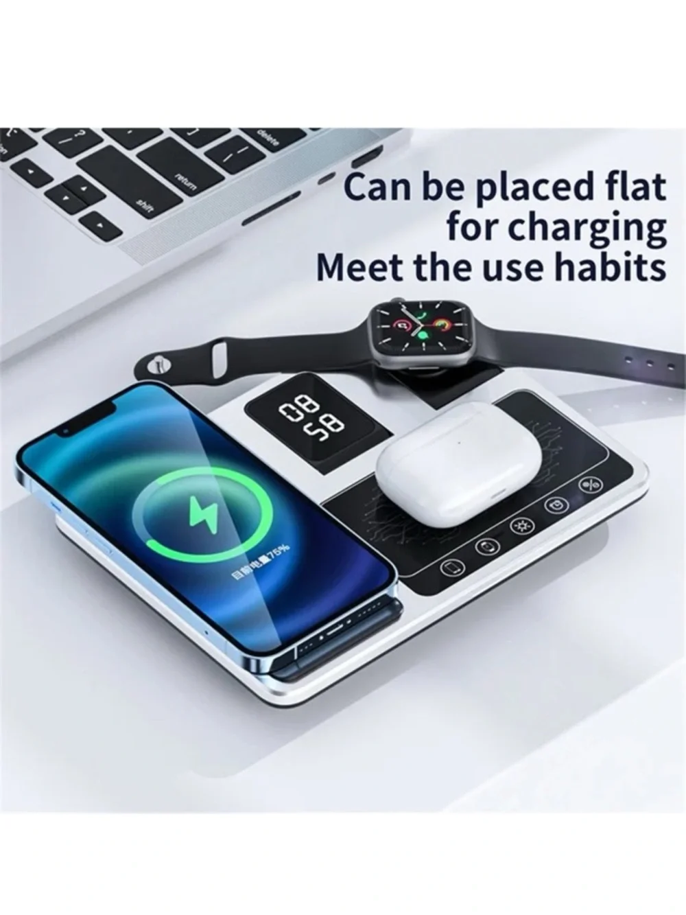 4-in-1 Wireless Charging Station Fast Charger iPhone AirPods Watch