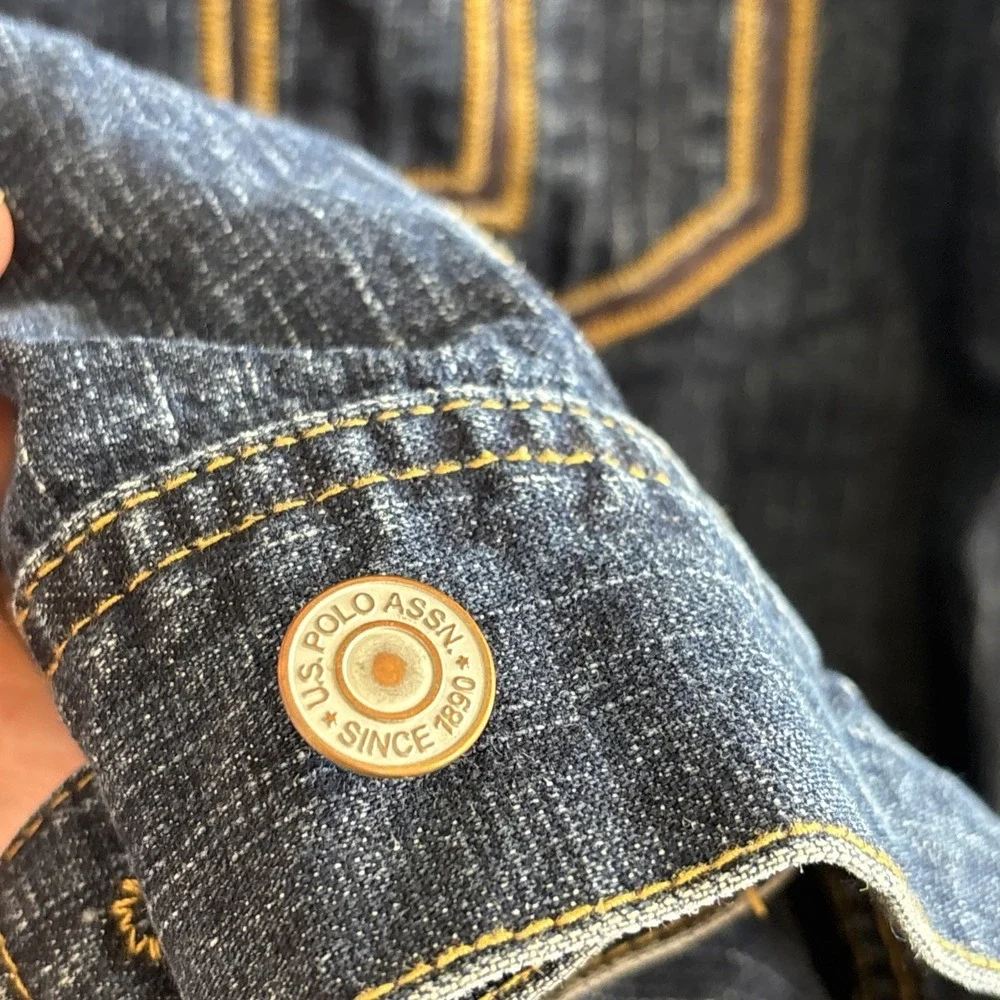 Vtg U.S. Polo Assn. XXL Denim Jacket Embroidered Logo Classic Blue Jean Trucker