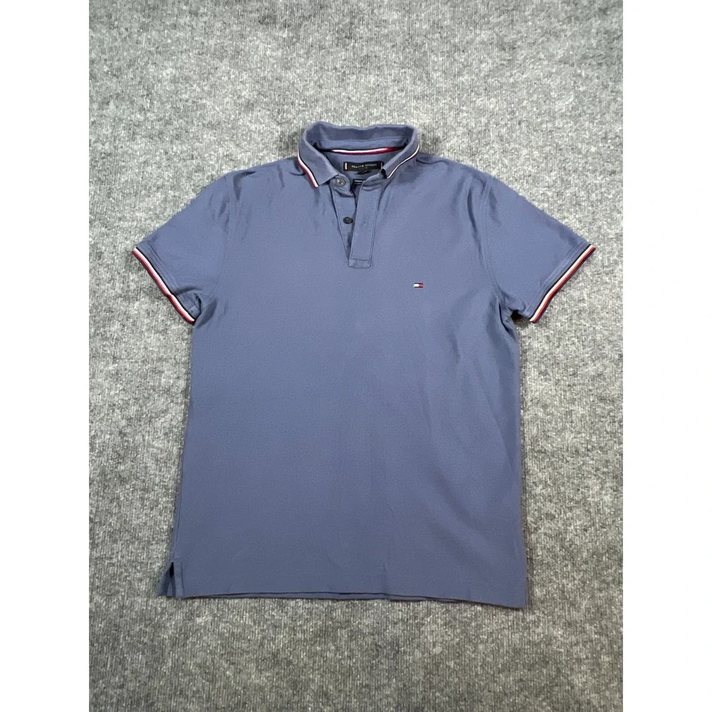 Tommy Hilfiger Polo Shirt Mens Small Blue Regular Fit Wicking Everyday Essential