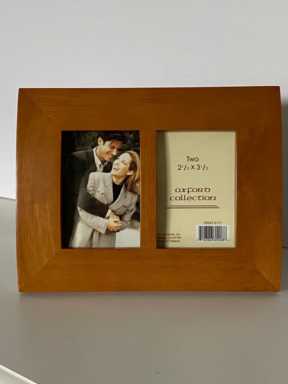 Double Frame Wood Vintage Rounded Corners Two 2.5 X 3.5” Photos Picture