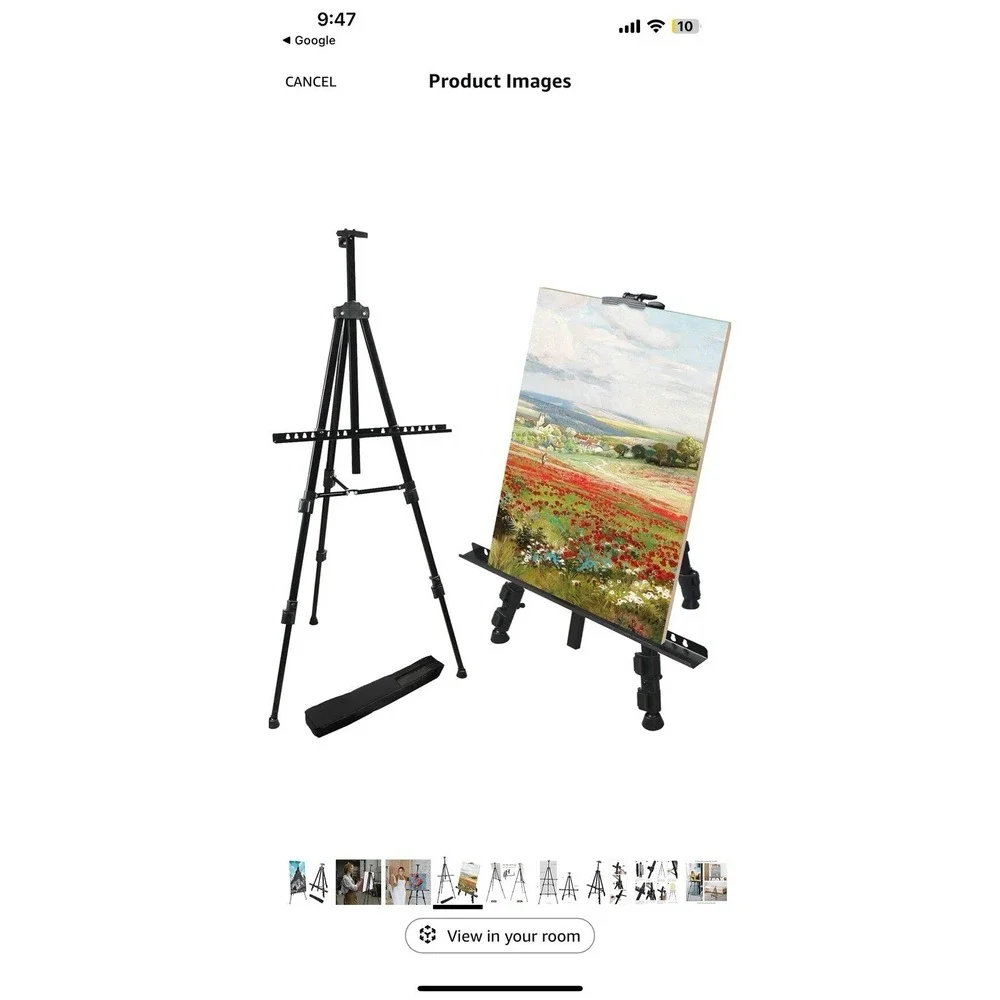 RRFTOK Portable Artist Easel‎ Tripod Stand w/Bag–Adjustable Height, Black Metal