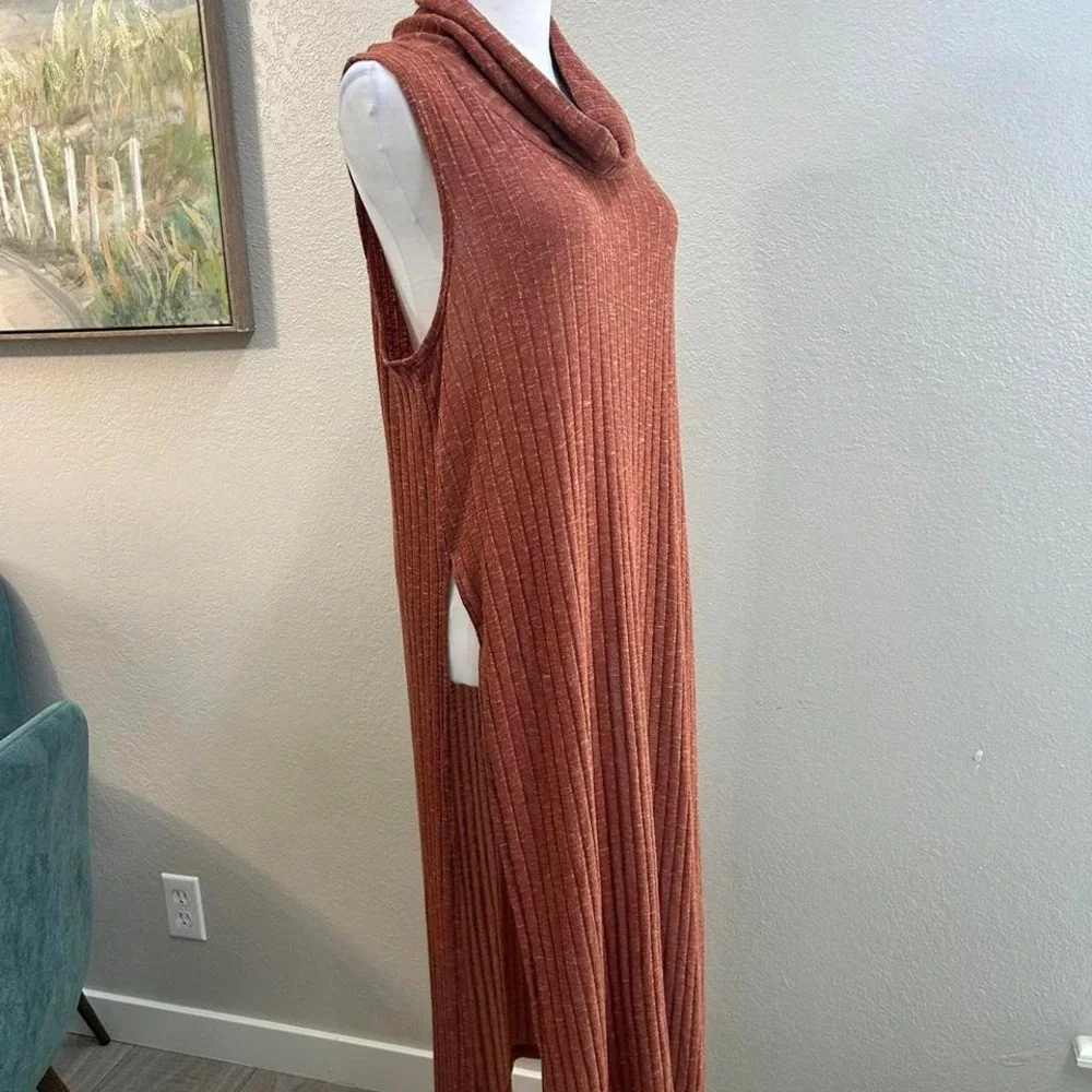 FREE PEOPLE | FP Beach Rust Ribbed Sleeveless Cowl Neck Midi Dress - Size M