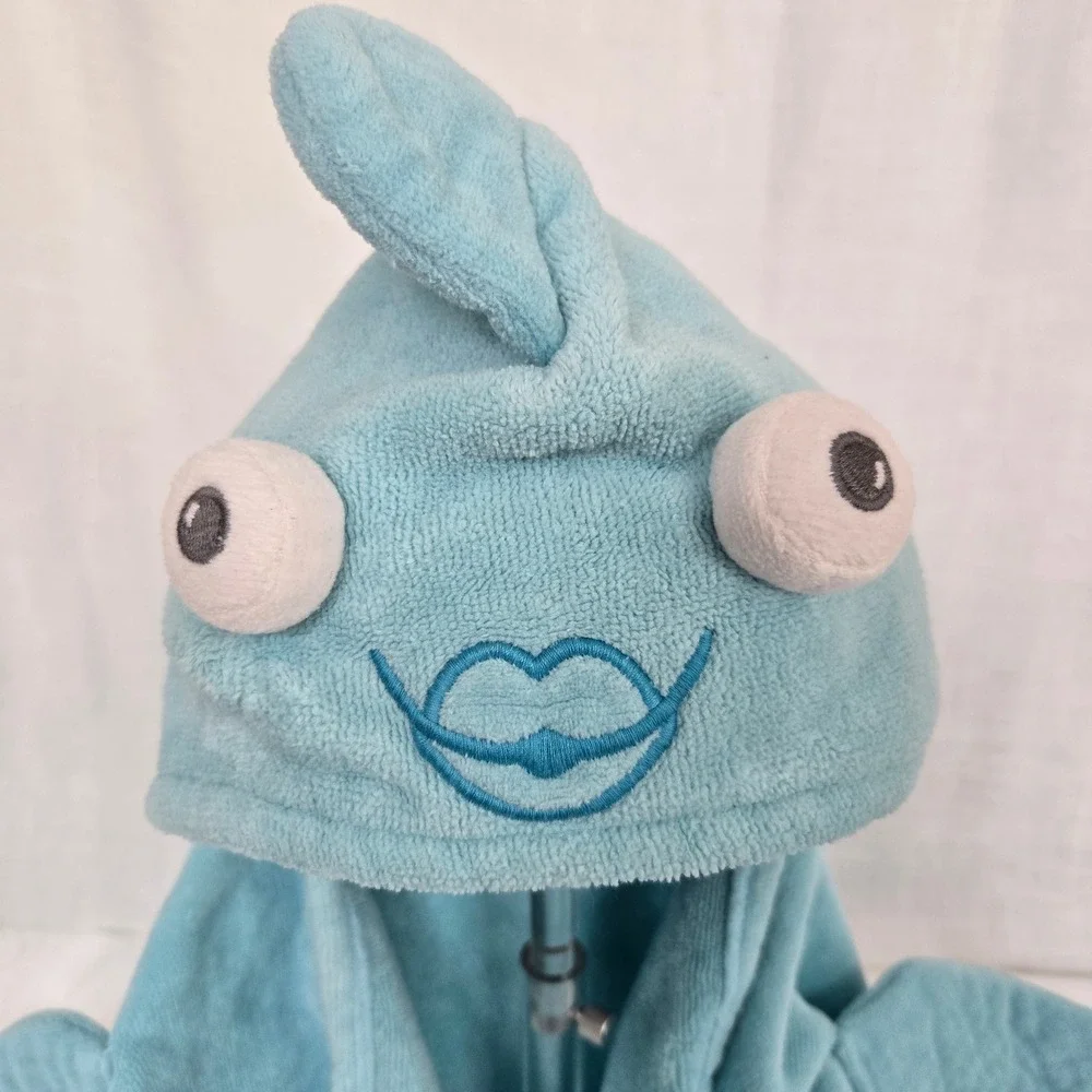 Pottery Barn Kids Hooded Towel Blue Fish Character Beach Bath Pool Plush Animal