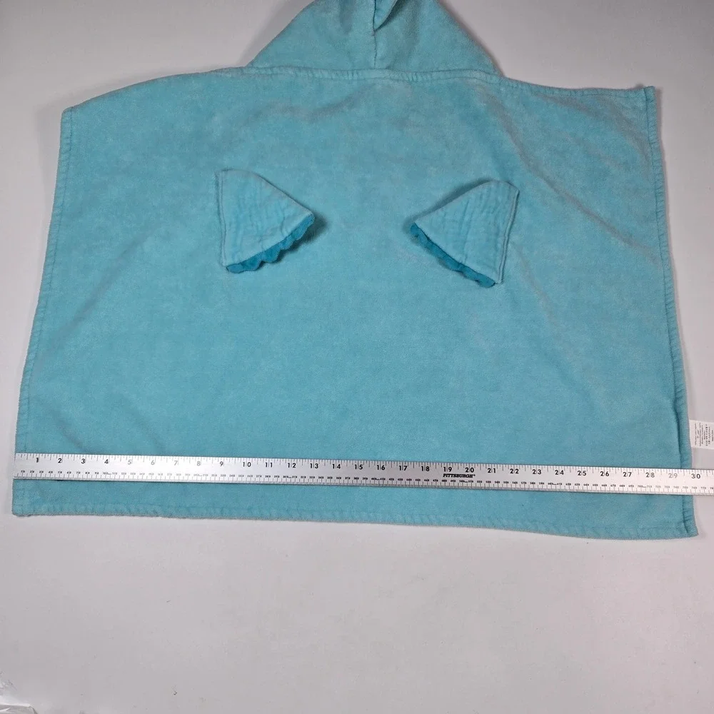 Pottery Barn Kids Hooded Towel Blue Fish Character Beach Bath Pool Plush Animal