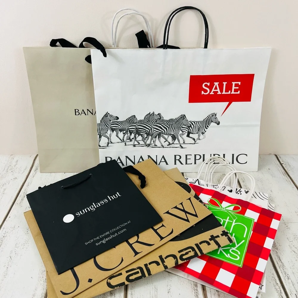 Paper Shopping Gift Bag Bundle Banana Republic J.Crew Carhartt Victoria’s Secret