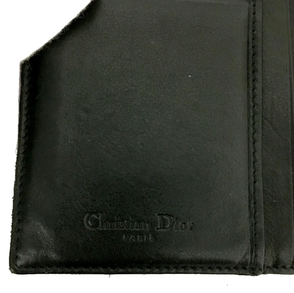 Christian Dior Vintage Trotter Monogram Long Wallet Black Canvas Leather w/ Box