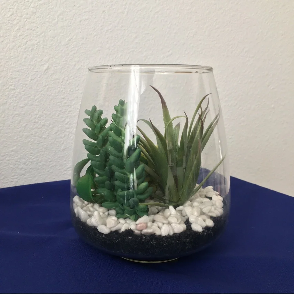 Glass Vase Tabletop Succulent Arrangement