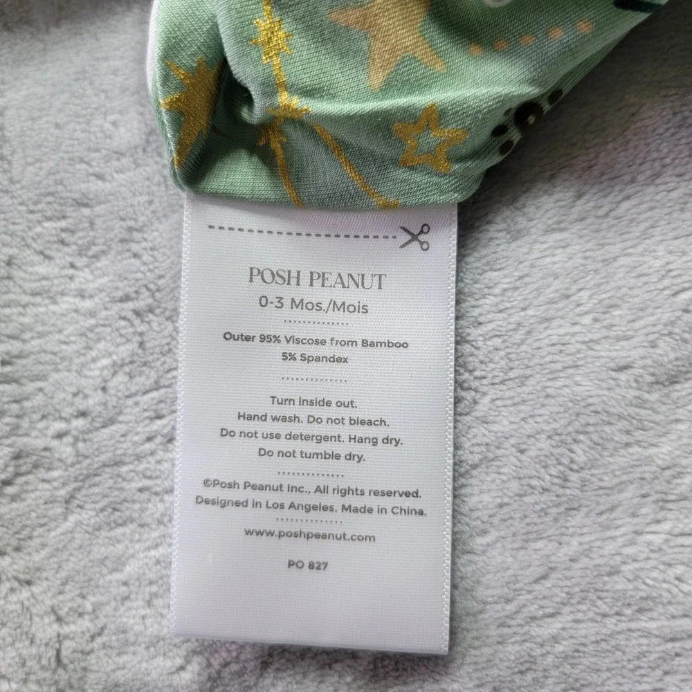 Posh Peanut Bamboo Outer Space Swaddle Blanket and Beanie Set Green Gold 0-3M