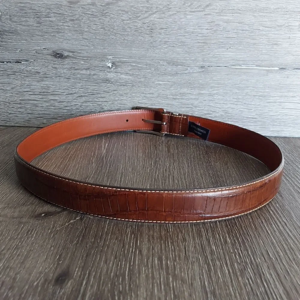 Daniel Cremieux Italian Full Grain Leather Croc Embossed Belt Size 34
