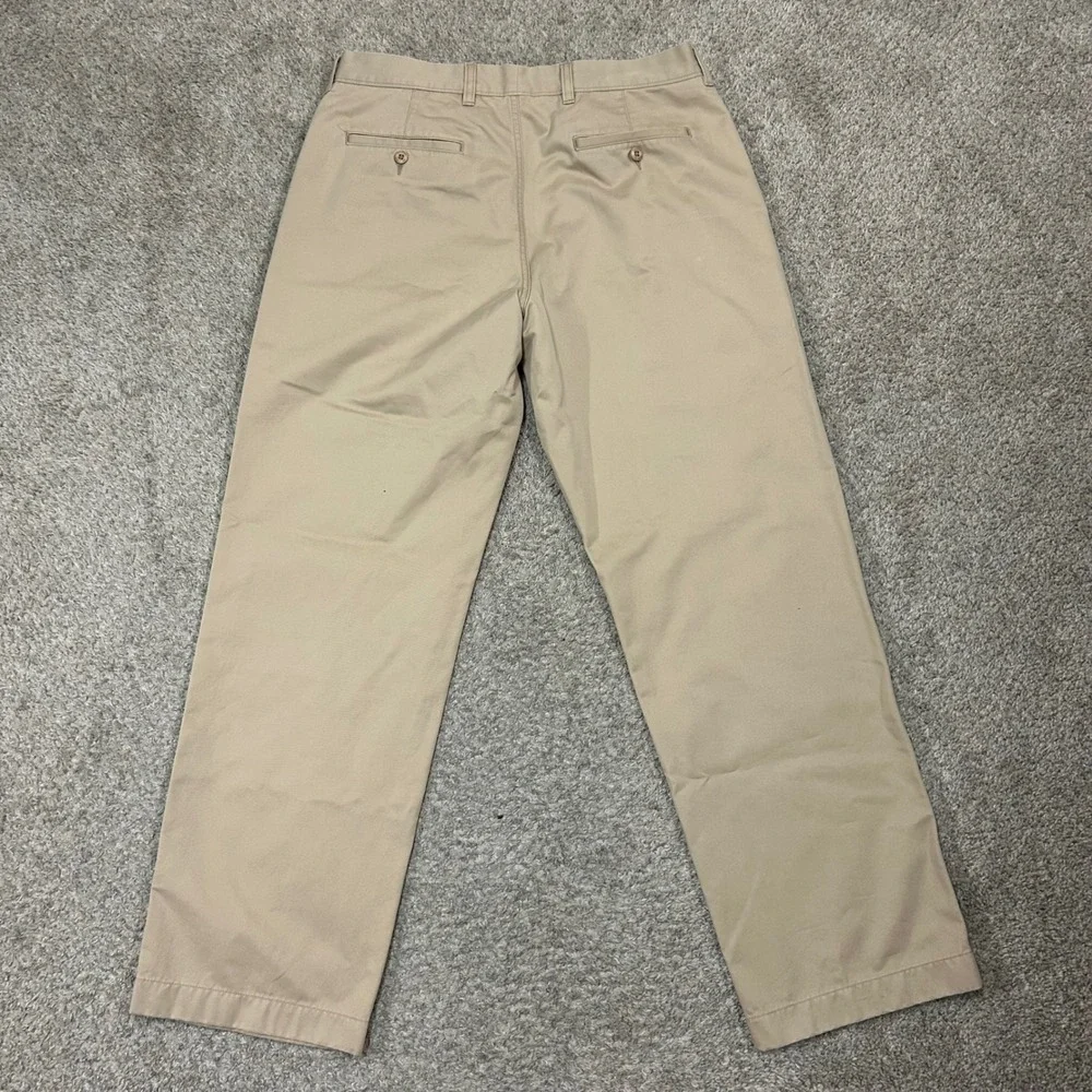 LL Bean Chino Pants 36x32 Khaki Standard Fit 100% Cotton Tan Trousers OHYY6