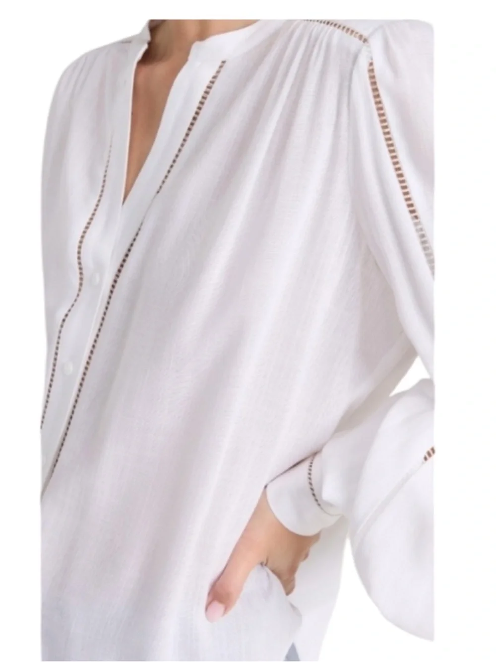 L'AGENCE Kiera Ladder Trim Blouse XS