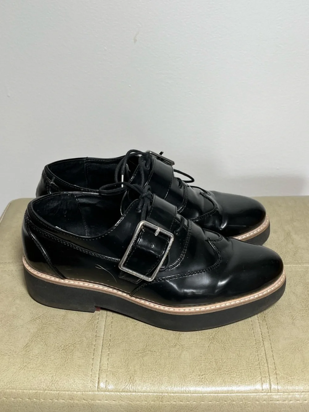 Zara Black Patten Leather Oxford Size 36