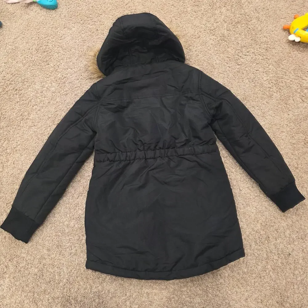 NWT Justice black fleece lined Chamarra tipo parka girls sz 10