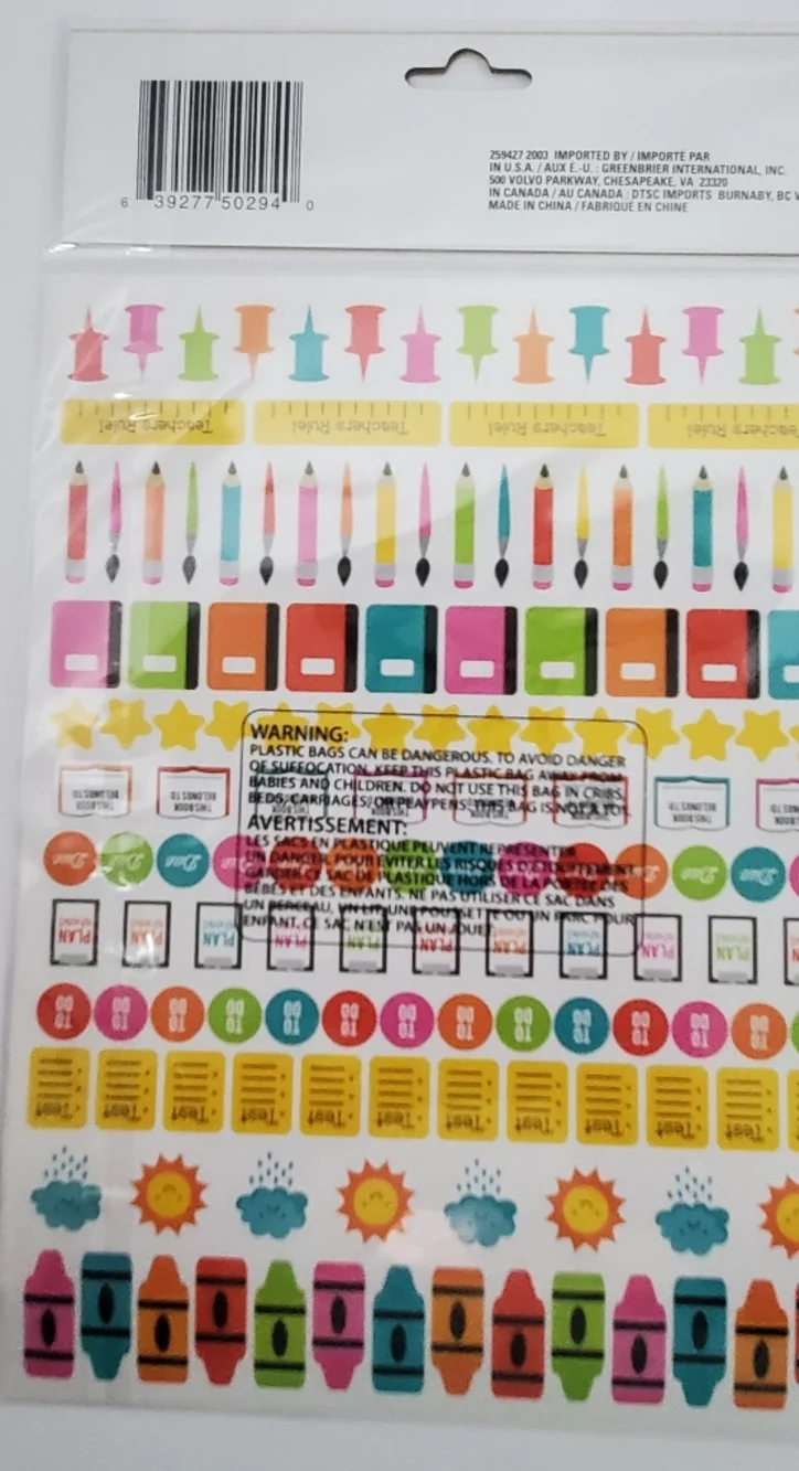 Colorful Planner Sticker Sheets - Bright Multicolor 9 Packs 300 Each Sticker
