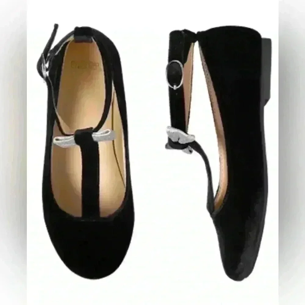 Gymboree Fun and Fancy Girls Black Flat Dress Shoes Holiday toddler size 13