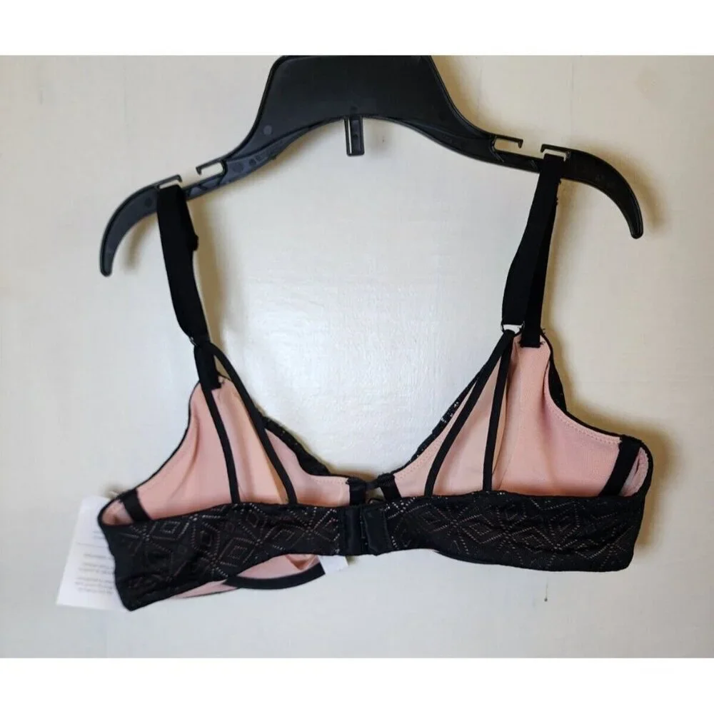 New Auden Women's Black & Pink Lace underwire Adjustable Straps Bra Size 32A