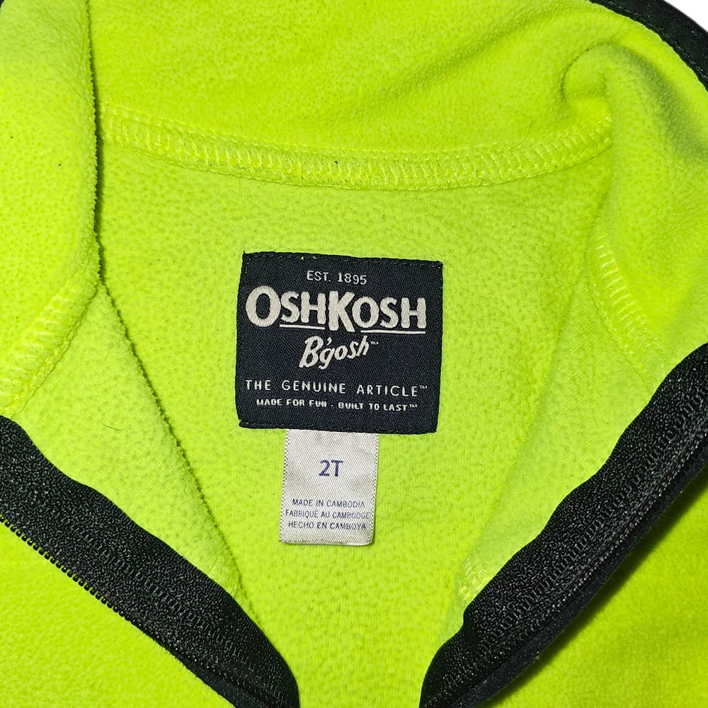 OshKosh B'gosh Neon Green Zip-Up Fleece Jacket Toddler 2T