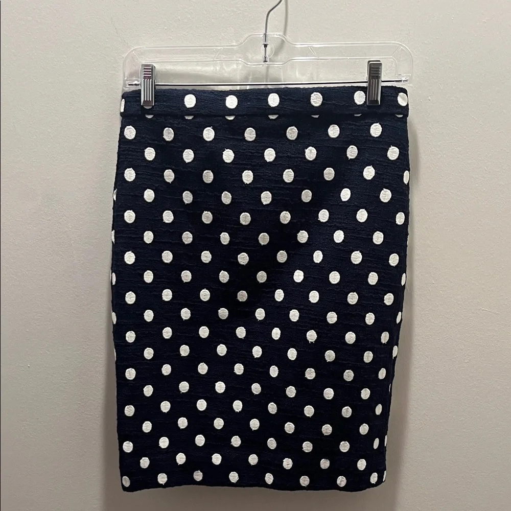 NWT Navy Polka Dot J CREW No2 Pencil Skirt