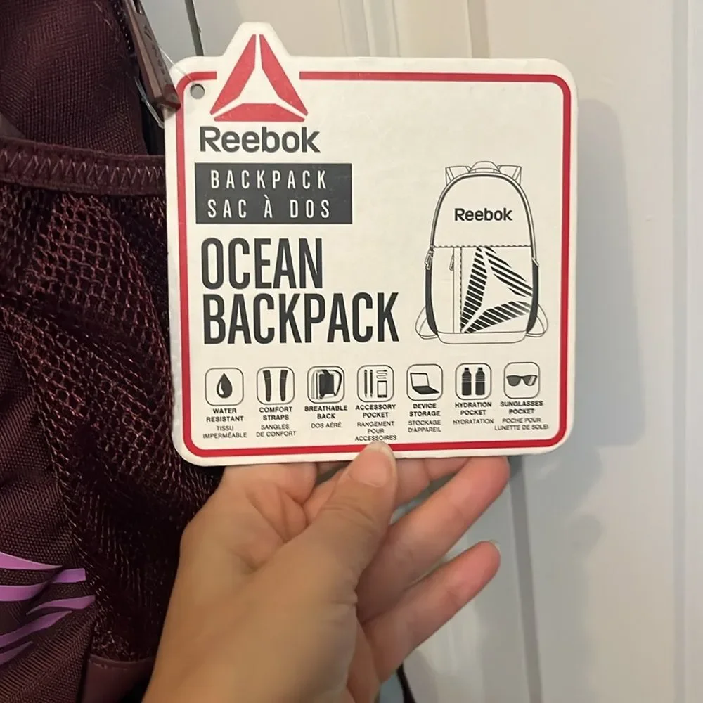 Reebok Ocean Backpack Water Resistant Device Storage Tech Bag Unisex NWT NEW