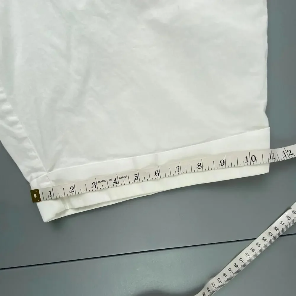 L-RL Ralph Lauren Active Women's White Roll Cuff Bermuda Shorts - Size 16