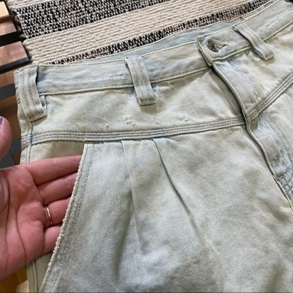 Free People Side Car Mini Skirt denim raw hem