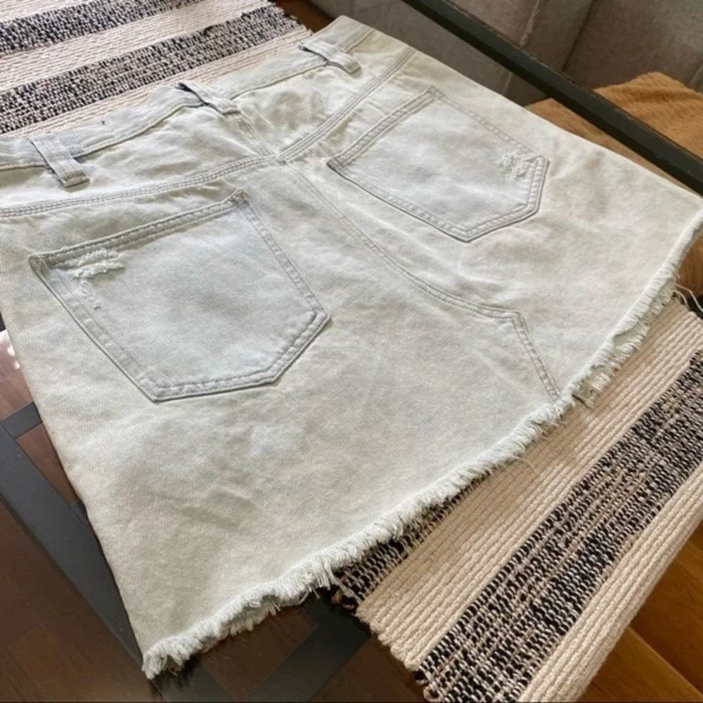 Free People Side Car Mini Skirt denim raw hem