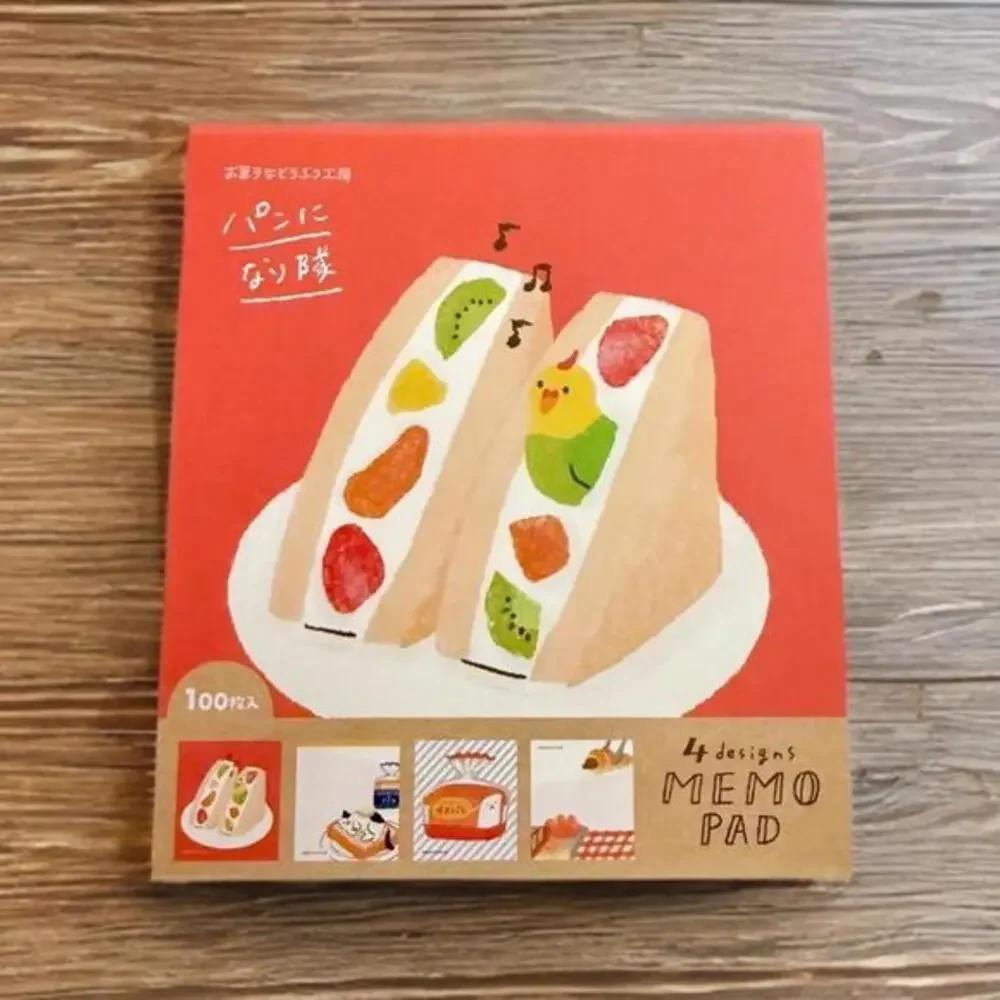 Furukawashiko Memo Pad - Sweet Shoppe, Bread Cat, Bird Sandwich, Puppy Croissant