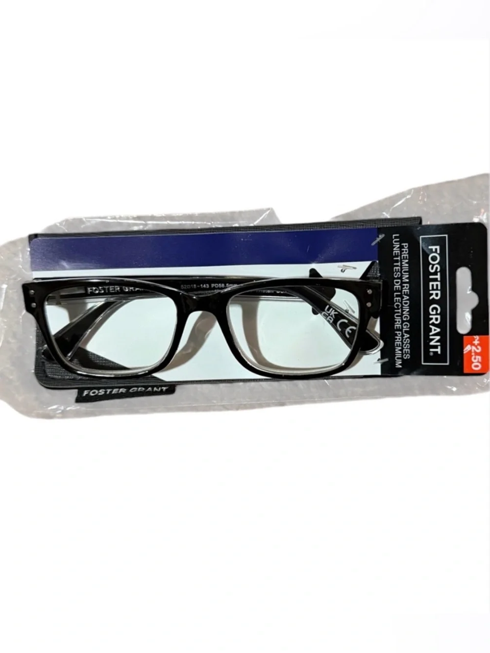 Foster Grant Premium Reading Glasses +2.50 Strength with Sleeve