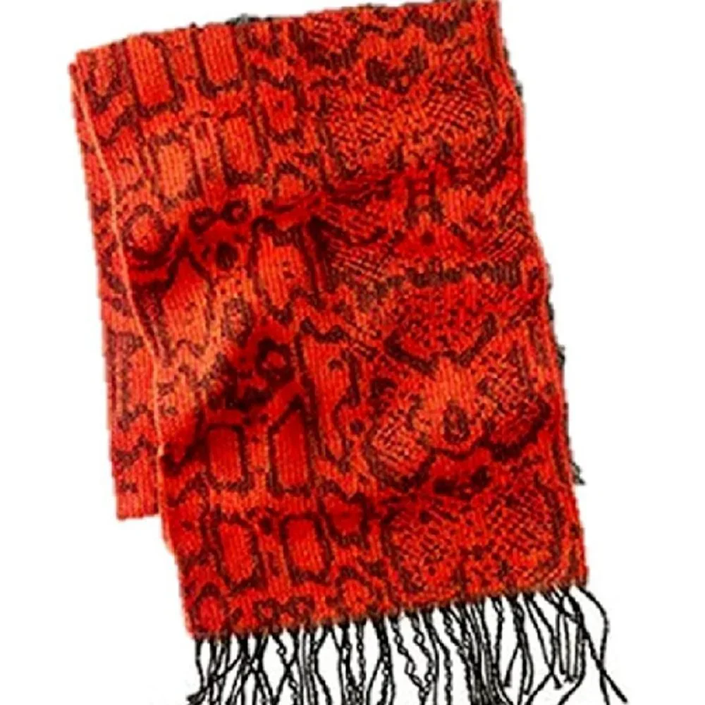 Cejon Italian Acrylic Red Python Print Scarf
