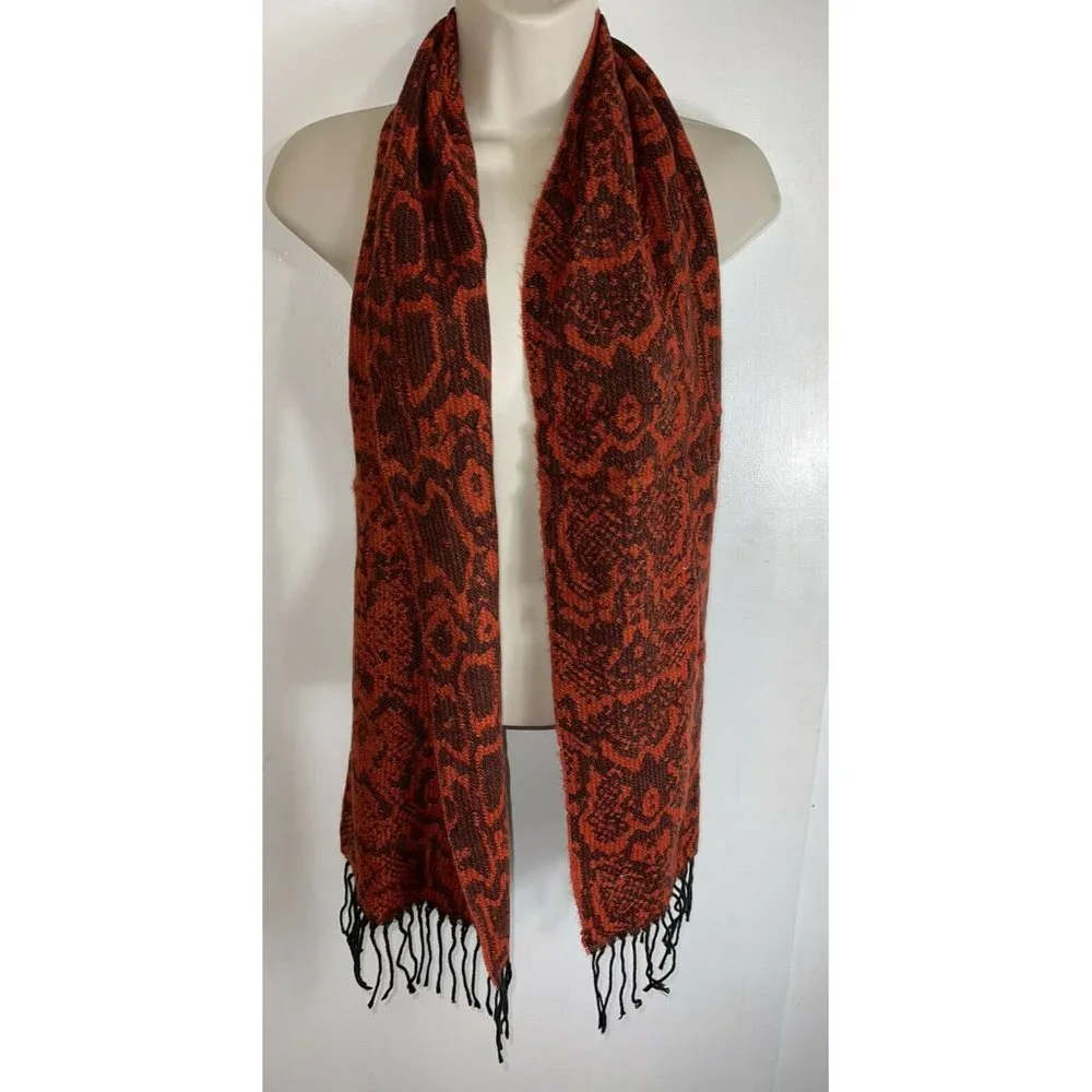 Cejon Italian Acrylic Red Python Print Scarf