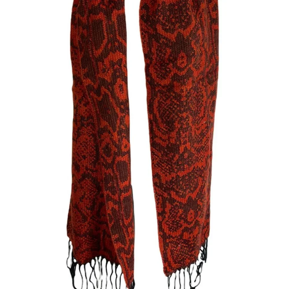 Cejon Italian Acrylic Red Python Print Scarf