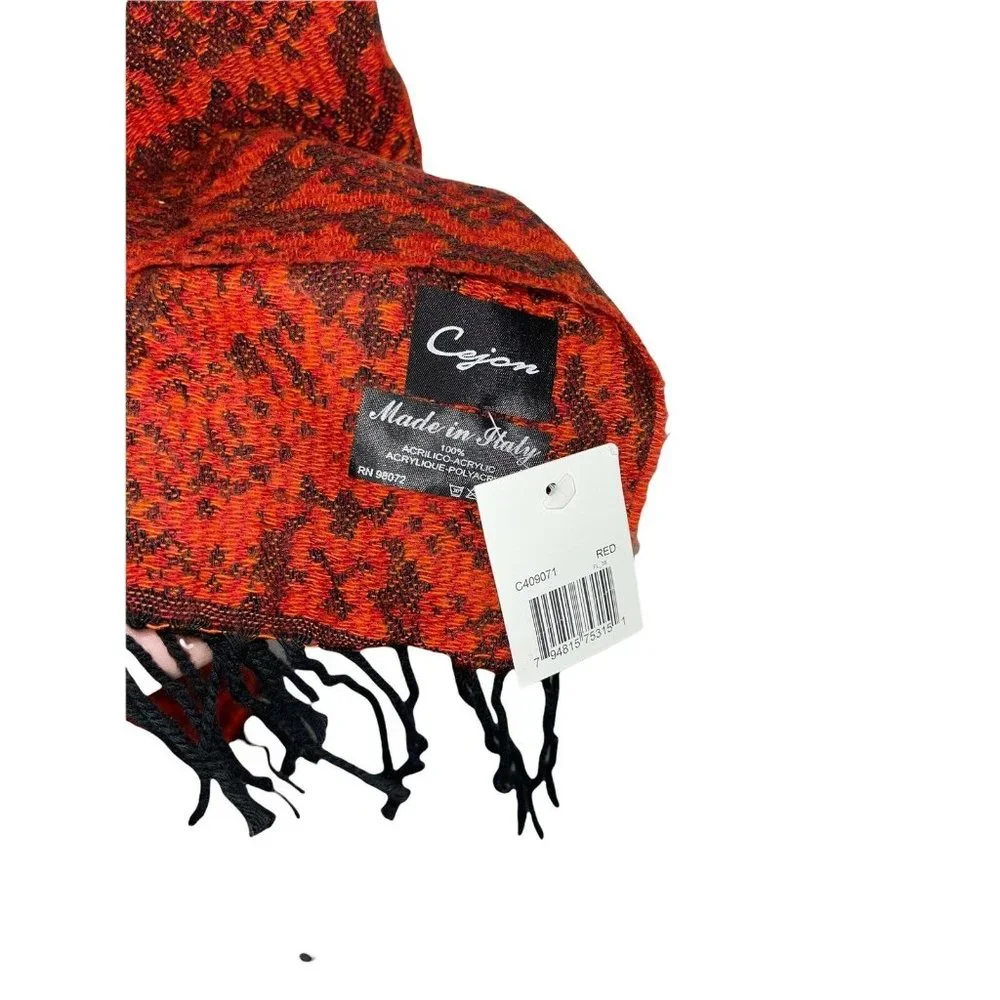 Cejon Italian Acrylic Red Python Print Scarf