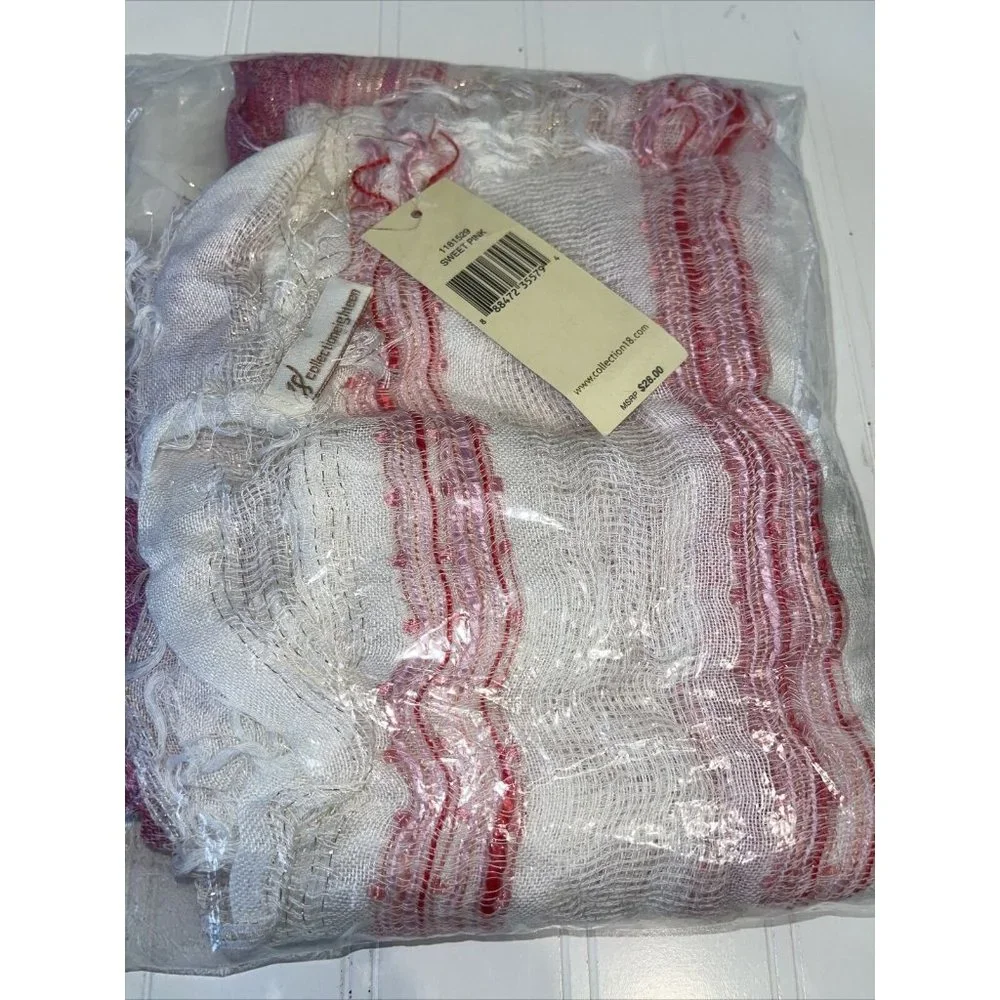 Collection 18 Ice Dainty Open Weave Slub Scarf Sweet Pink Retail $28.00