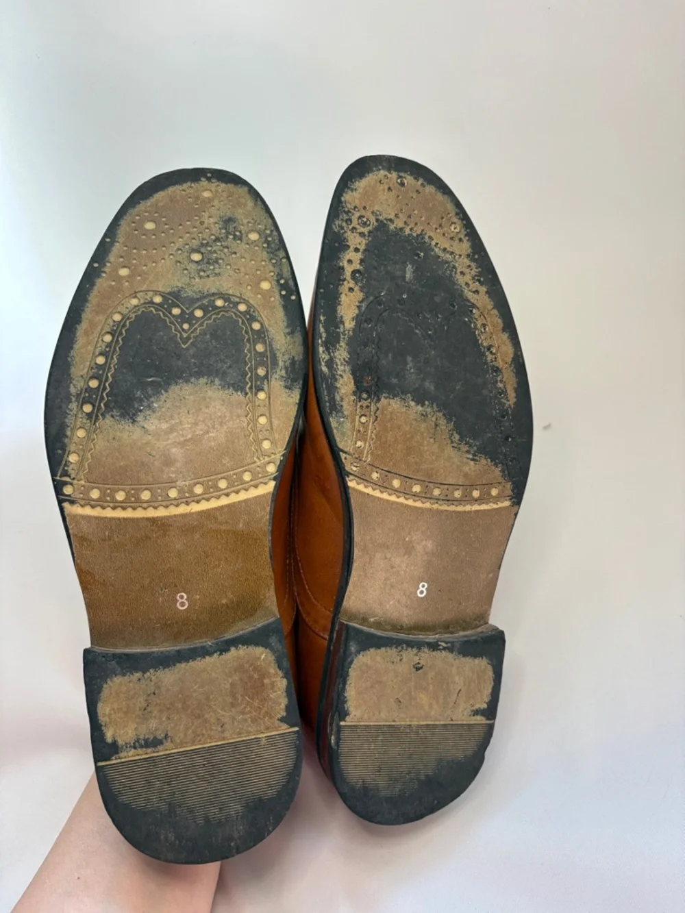 Bruno Marc Men's Brown Leather Wingtip Derbys with Perforated Toe Size 8