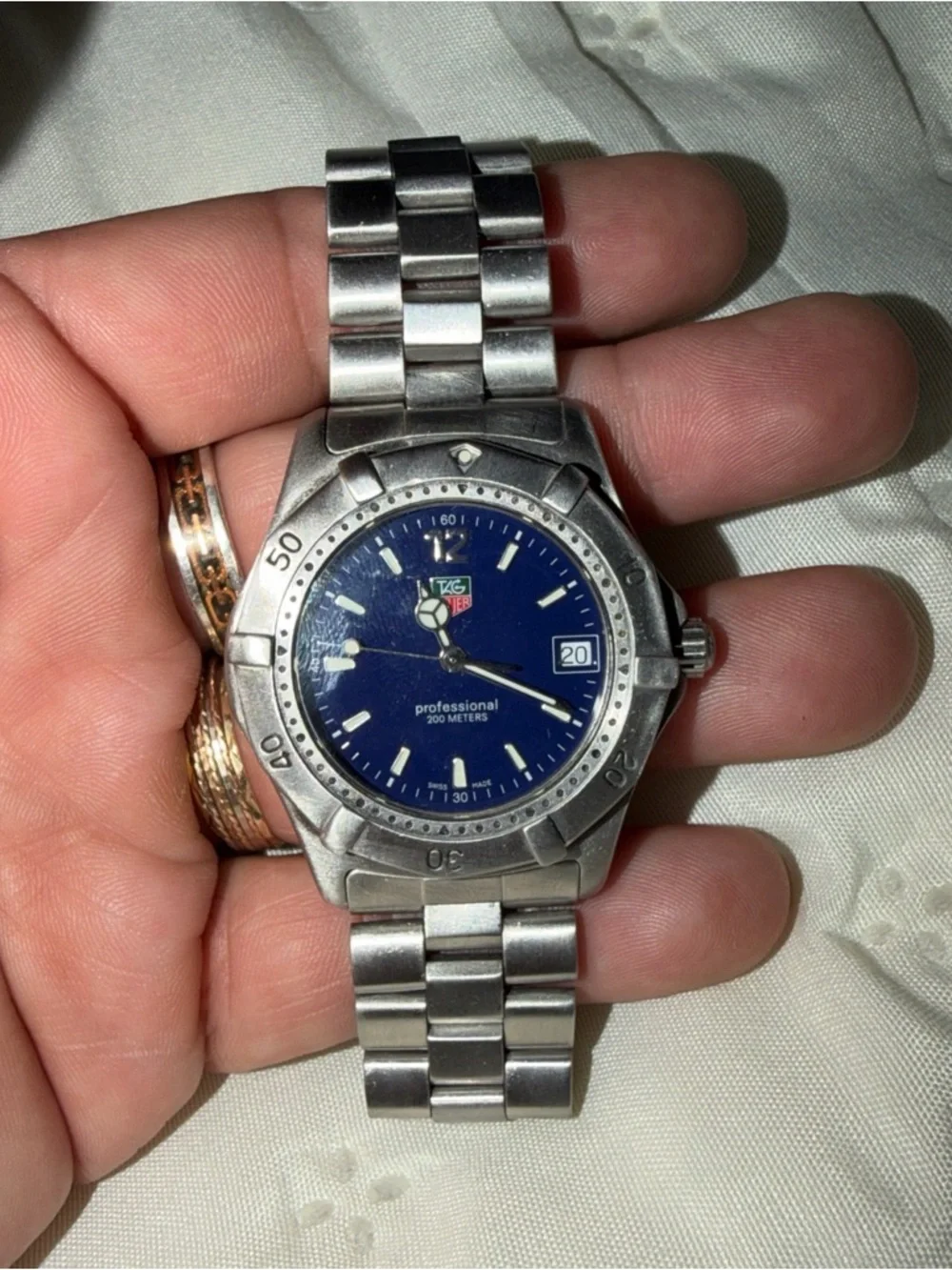 Tag Heuer Men's Stainless Steel Watch with Blue Dial and Silver Bracelet